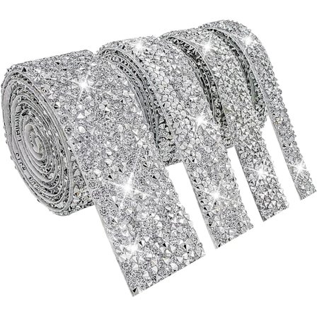 Rhinestone Tape, 4 ruller krystal diamant glitrende klæbende rhinestone DIY dekoration klistermærke til kunst håndværk, bryllup, fødselsdag, fest 