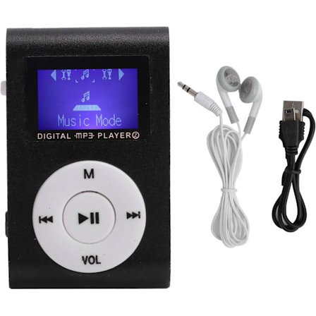 Mini MP3-spelare, (svart), Mini bärbar sport MP3-spelare med bakre klämma + LCD-skärm, stödjer upp till 32G minneskort
