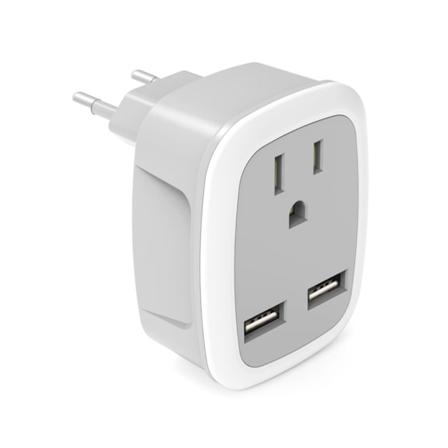 USA til EU/UK/IT/for CH reisepluggadapter med 2 USB-porter Strømuttak Vegglader for England Britisk Sveits Ita