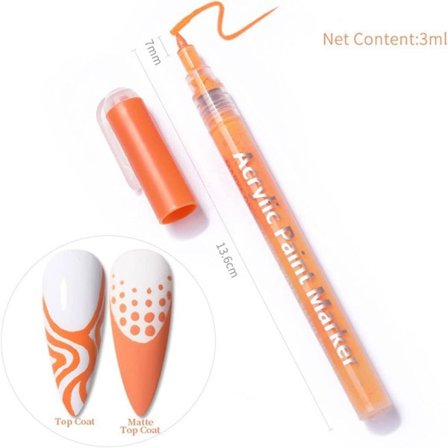Neglelakkpenn Nail Art Tegnepenn ORANSJE