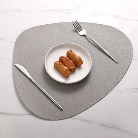 43x36 cm Läder Bordslöpare Western Bordstablett Lätt att Rengöra Triangel (Ljusgrå)