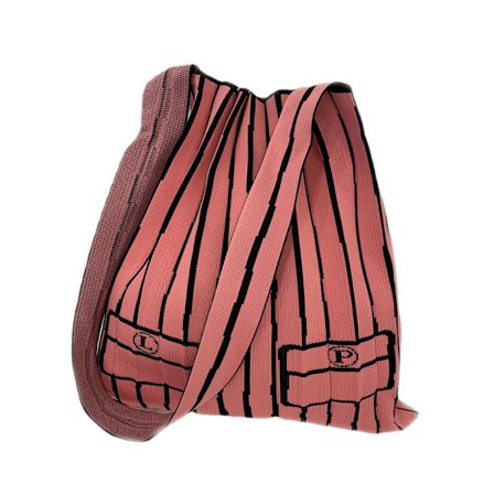 Japansk strikket plissért kvinnelig tote bag skulder veske stripet sammenleggbar crossbody veske