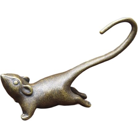 1 stk Vintage Messing Lang Hale Dyrekrets Mus Statue Ornamenter