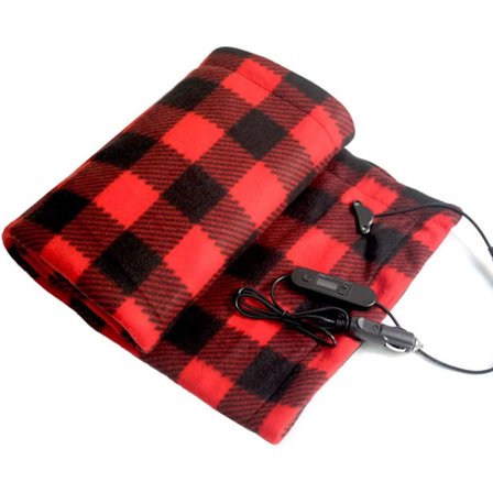 Bil Elektrisk Filt, Elbil Filt Uppvärmd 12V Fleece Travel Throw med Temperaturjustering för Bil RV Vinter