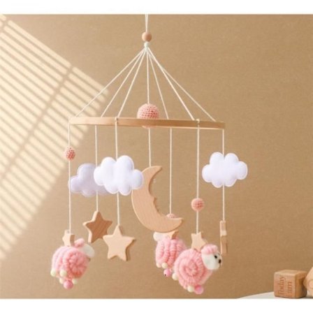 Puinen vauvan mobile, musiikillinen vauvan sänky mobile, roikkuva helistin vauvan sänkyyn, vastasyntyneen lahjoja tytöille ja pojille, lammas (