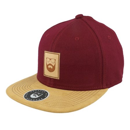 Bearded Man - Červená snapback Kšiltovka - Logo Patch Maroon/Suede Snapback @ Hatstore