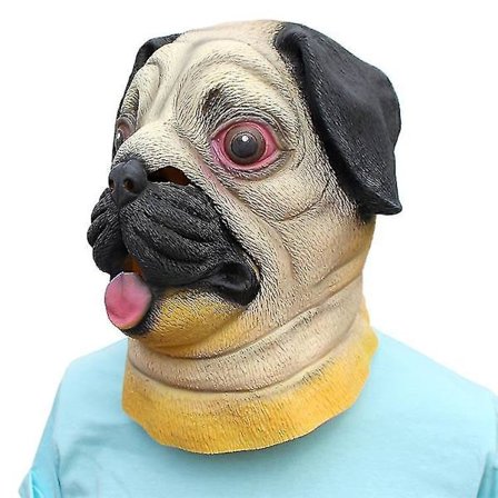 Halloween Latex Djur Mops Mask Huvudbonad (FMY)