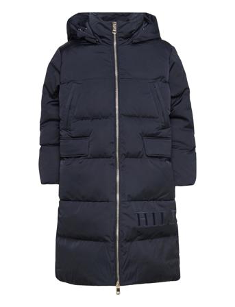 Sateen Down Hooded Maxi Foret Jakke Sort Tommy Hilfiger