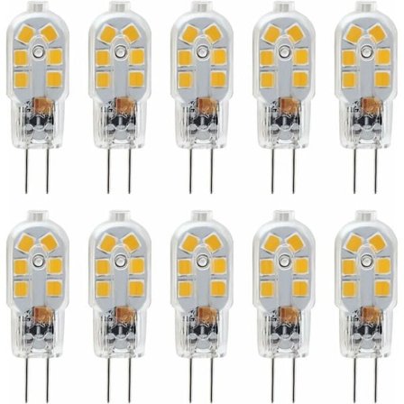 G4 LED-lampor 12V, 1W motsvarande 10W halogen, ej dimbara, 10-pack