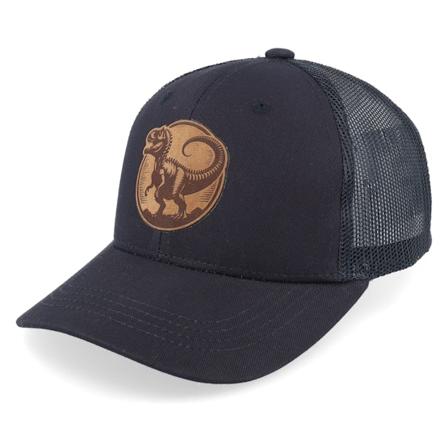 Kiddo Cap - Preto trucker Boné - Kids T-rex Dino Brown Round Patch Black Trucker @ Hatstore