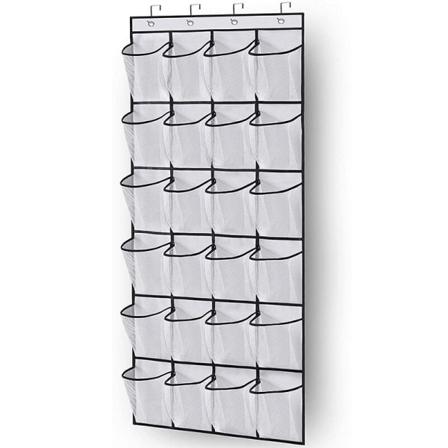 Vægmonteret diverse opbevaringsstativ Mesh lomme hængende klud white+black 24grids
