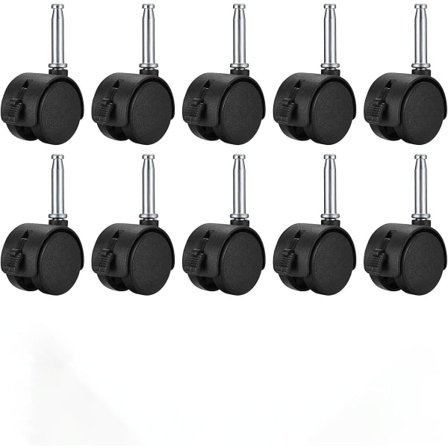 Svingbare hjul med stamme, 1,5 tommers kontorstolhjul med brems, nylonhjul for kontorstol, divanseng, sofa, med metallplastmuffe (1