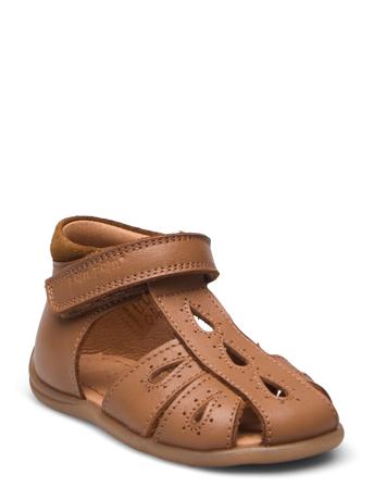 Starters Drops Velcro Sandal Brown Pom Pom