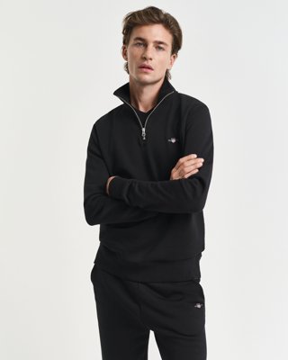GANT - Shield collegegenser med half-zip til herre black