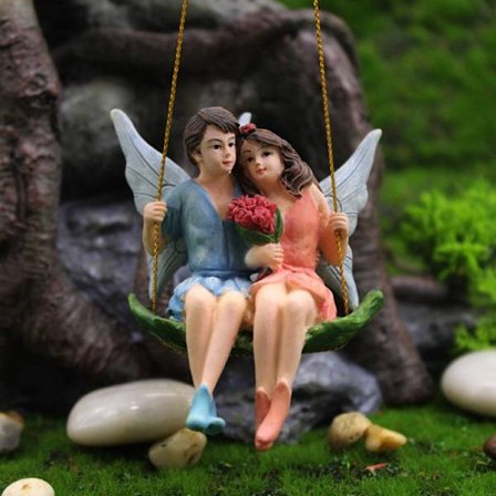 Swing Angel Lover Figur Fairy Resin Craft Gift Garden Decor