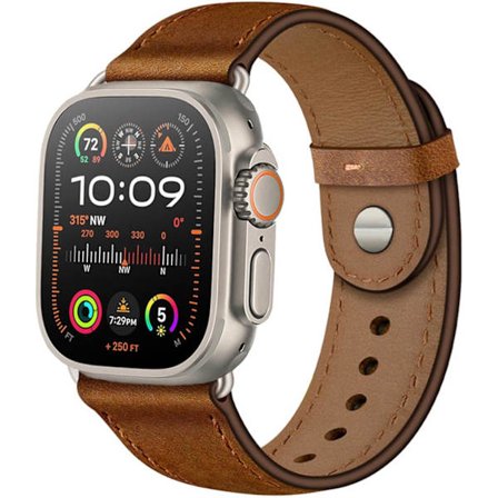 Kompatibel med Apple Watch Band 45 mm, 44 mm, 42 mm, 41 mm, 40 mm, 38 mm, äkta läderarmband