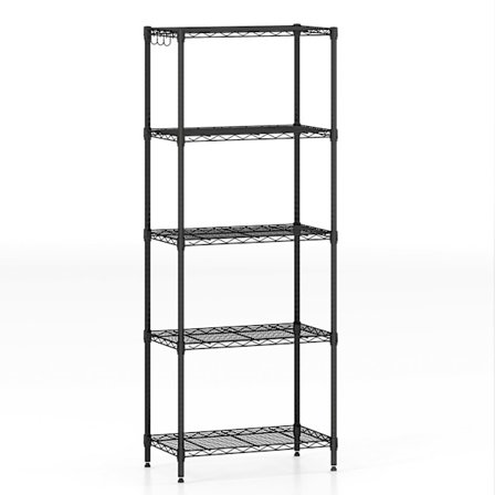 Kraftig justerbar metalopbevaringshylde, 5-lags, sort