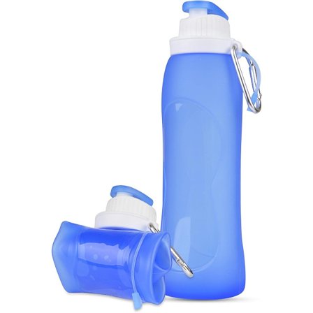 Sammenklappelig silikone vandflaske med filter 500ml, BPA-fri og lækagesikker, ideel til cykling og gåture