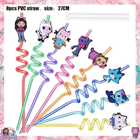 Gabby Dollhouse Birthday Party Supplies: Rosa Gabby Cat-koppar, tallrikar, servetter, ballonger, bakgrund