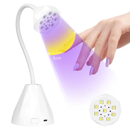 7W UV Gel Nagellampa: Smart Sensor UV Geler X Lampa, 10-sekunders Blixtlampa, Intellisense Svanhals UV Gel Nagellampa