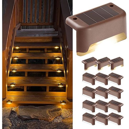 16 Pak Solcelled Udendørs Terrasselys, Vandtætte Led Solcellelys