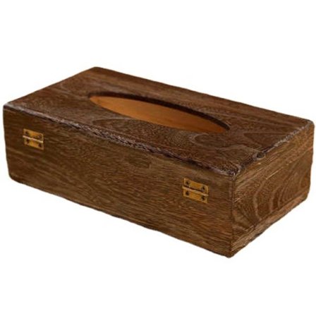 Rectangular Napkin Box Decorative Wooden Napkin Holder with Hinged Lid, Antique Style Paper Dispenser
