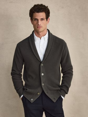 John Henric Men's Green Cardigan Regular Fit Size XL