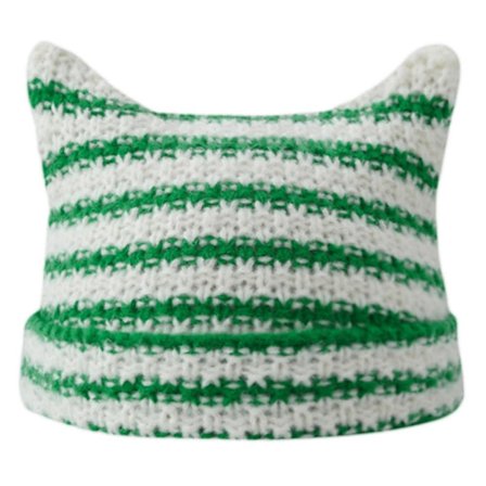 Djevelhornlue Liten djevellue Katteørelue Strikket lue med striper