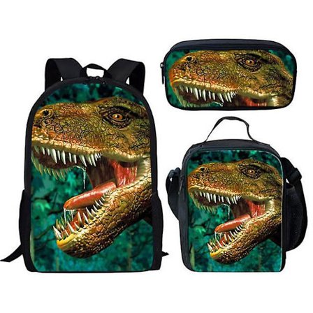3 st/ set 16 tum Jurassic World Ryggsäck Kindergarten Bokväska Barn Start Skola Present Ryggsäck+lunchväska+pennväska