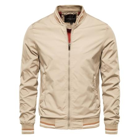 Enfärgad bomberjacka för män Casual Slim Baseball-jacka för män Khaki CN Size5XL 100-105kg