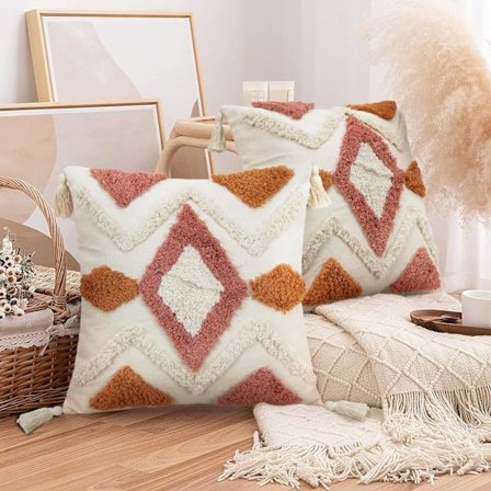 Set om 2 45x45cm, Dekorativa Kuddfodral med Blixtlås för Kuddar, Lämpliga för Vardagligt Liv