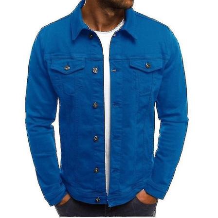 Mænds Denim Jeans Jakke Kort Slim Fit-Xin Blue L