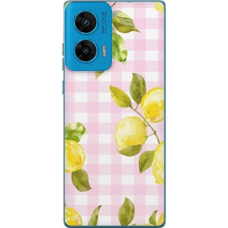 Kompatibelt Mobilskal till Motorola Motorola G96 Citron rosa rutigt