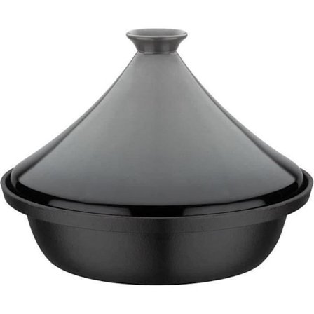 Tajine massiv gjutjärn - GSW - 30 x 22 cm - Keramisk lock - Induktionskompatibel - Grå