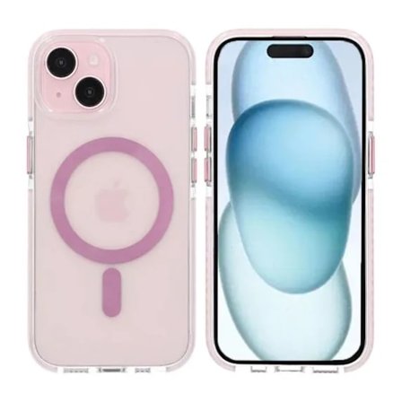 iPhone 15 Mobilskal Magnet Dubbelskydd - Rosa