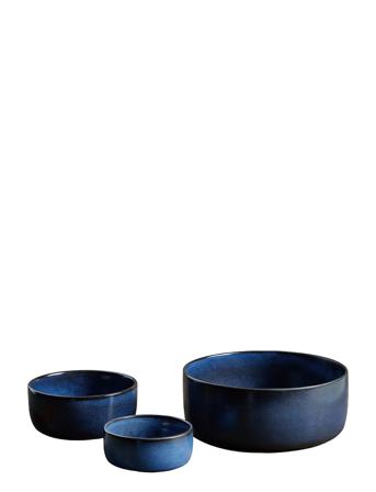 Raw Midnight Blue - Bowlset 3 Pcs Home Tableware Bowls Serving Bowls Tummansiniset Aida