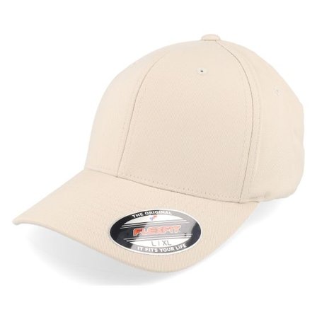 Flexfit - Beige flexfit Keps - Wooly Combed Stone Flexfit @ Hatstore