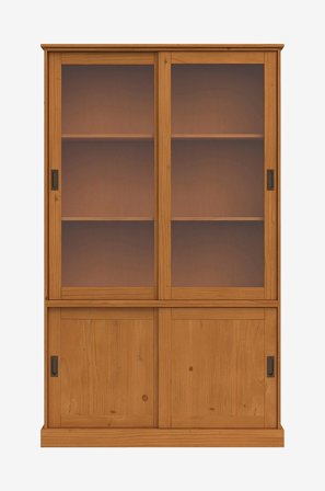 Loft24 - Harry Vitrin med 2 trädörrar och 2 glasdörrar i furu - Beige - Skåp - Från Homeroom