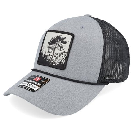 Hunter - Grau Trucker Cap - Tree Mountain Silhouette Grey/Black/Black Rope A-Frame Trucker @ Hatstore