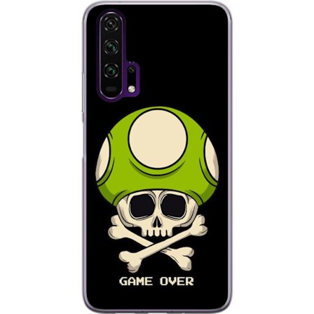 Kompatibelt Mobildeksel til Honor Honor 20 Pro Spilmotiv med dødsål og grønn sopp i retro gaming-stil med teksten game over
