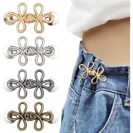 4-osainen setti - Vyötärönmuotoilijasarja - Uudelleenkäytettävät vyötärönmuotoilijaklipsit - Housujen vyötärön kiristys - Säädettävä solki ja klipsi -