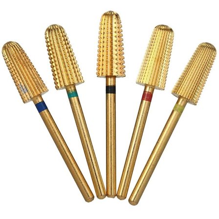 5 stk serie wolfram stål borsett slipehode konisk bor for neglebåndsgel rask polering fjerner eksfolierende