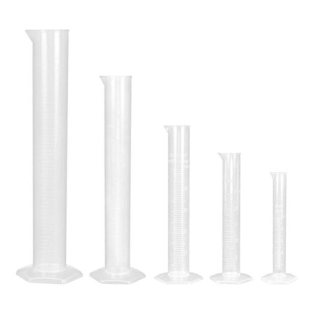 BESTOMZ 5 stk. Transparent Målecylinder Plast Gradueret Cylinder Videnskab Måling Reagensglas 10 ml/25 ml/50 ml/100 ml/250 ml[D]