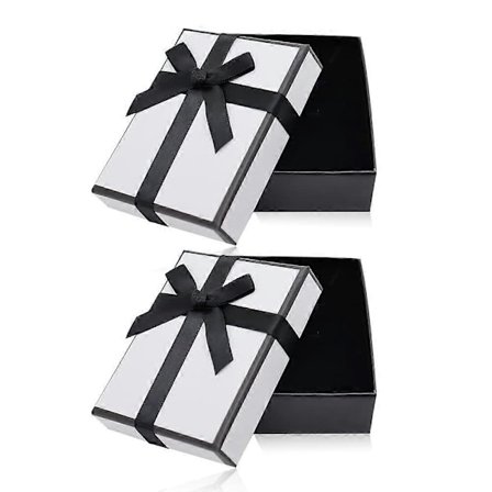 2 stk Små Gaveesker, 9x7x3cm Smykke Gaveeske med Lokk Ring Øredobber Halskjede Armbånd Gaveesker Små Papirbokser for Gave (Svart)