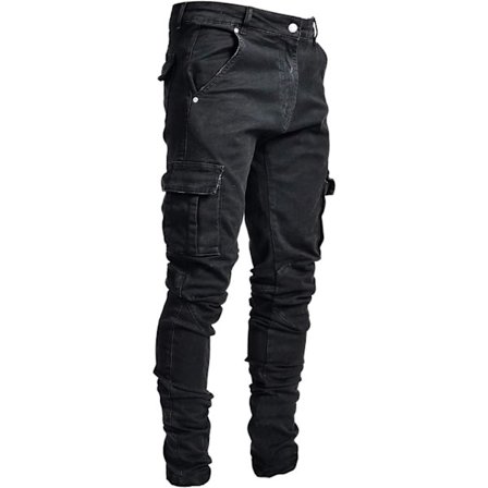 Slim Fit Jeans för män 7 fickor Stretch Skinny Denim Pencil Byxor