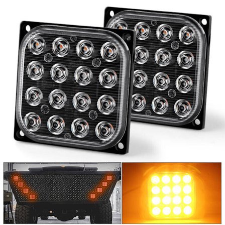 16 LED fyrkantig blinkande bromsslutaggregat för terrängbil gul