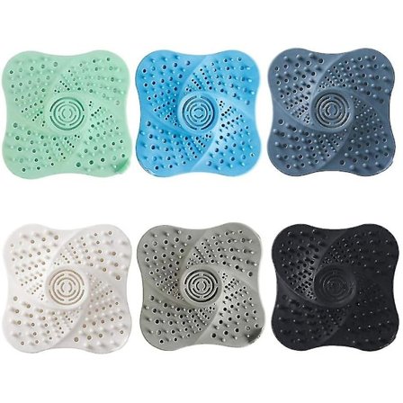 6 Pak Silikon Afløbs Hårfanger Brusebad Afløbsdæksler Hårfælde