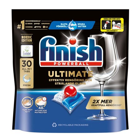 FINISH Maskindisk Ultimate All in 1 tabletter 30/fp - Lyreco - Städ och hygien - Diskrengöring - Maskindiskmedel