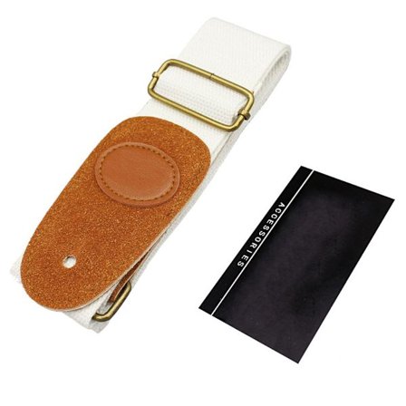 IRIN Bekväm Hållbar Justerbar Bomullsvävd Folk Gitarr Axelrem (Vit)