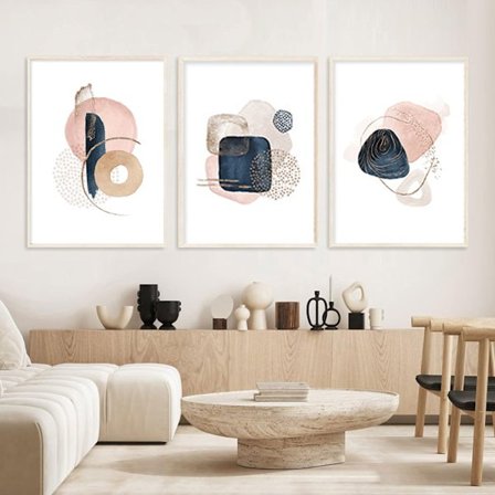 Trendy moderne abstrakt rosa beige geometri lerret maleri plakat og trykk veggkunst bilde uten ramme for soverom stue hjemmedekor